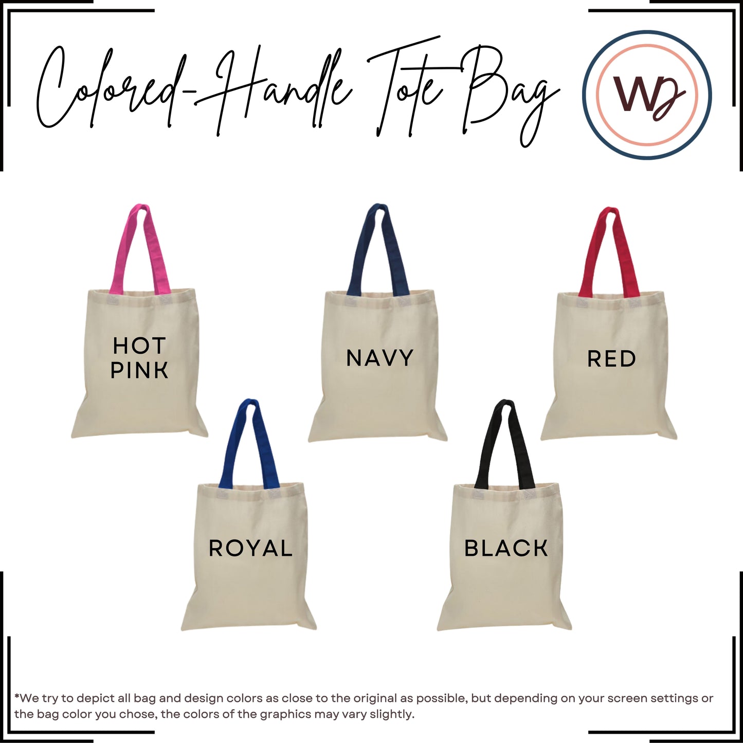 Colored Handle Canvas Tote Bag