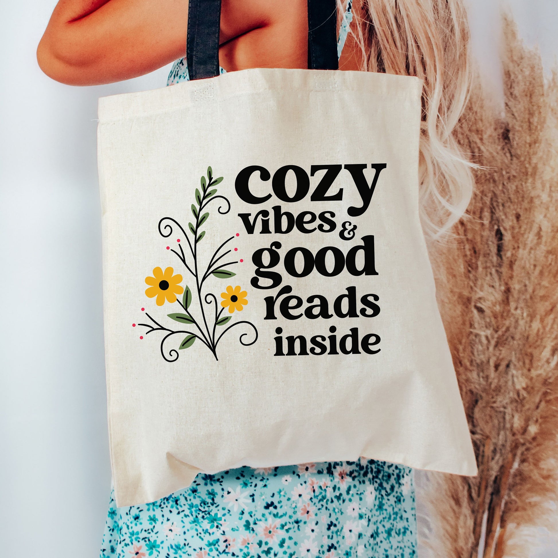 Colored Handle Canvas Tote Bag