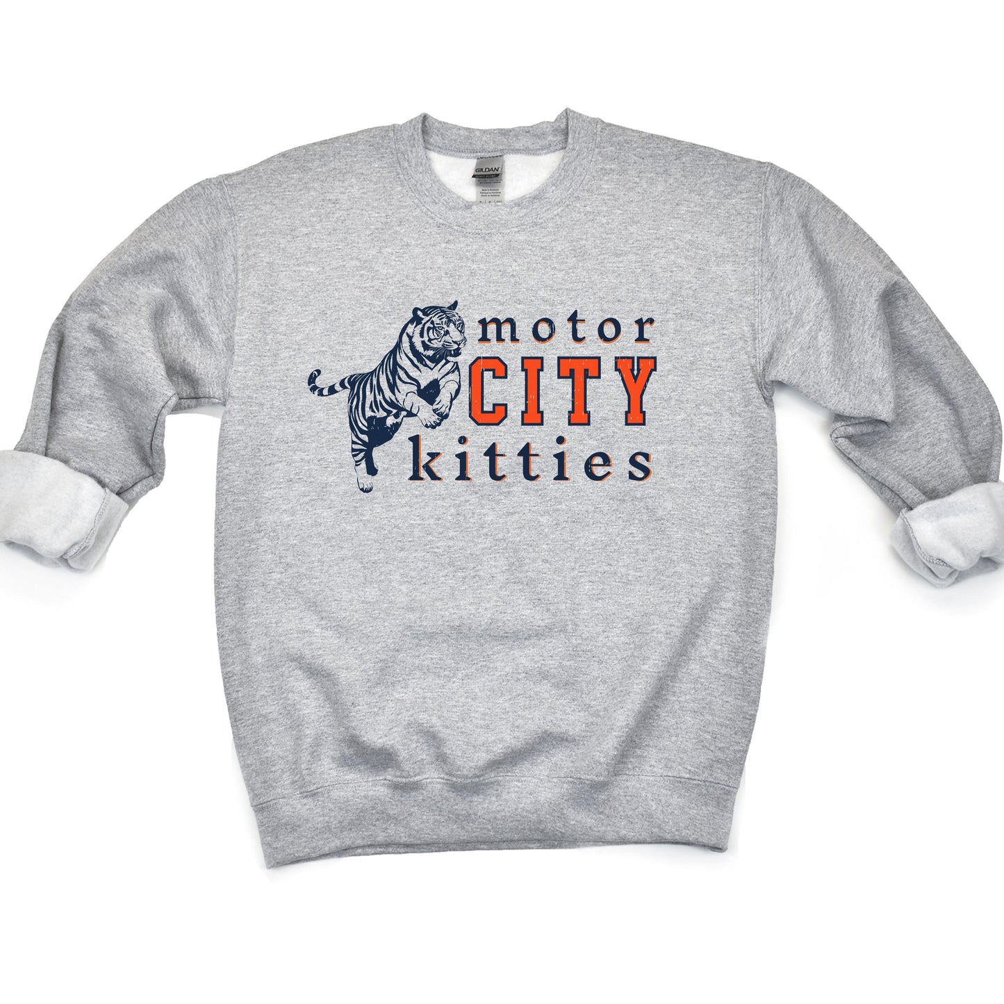 Motor City Kitties Sweatshirt | Vintage Detroit Baseball Shirt with Lion Graphic | Game Day Shirt | Soft & Comfortable Detroit Sportswear