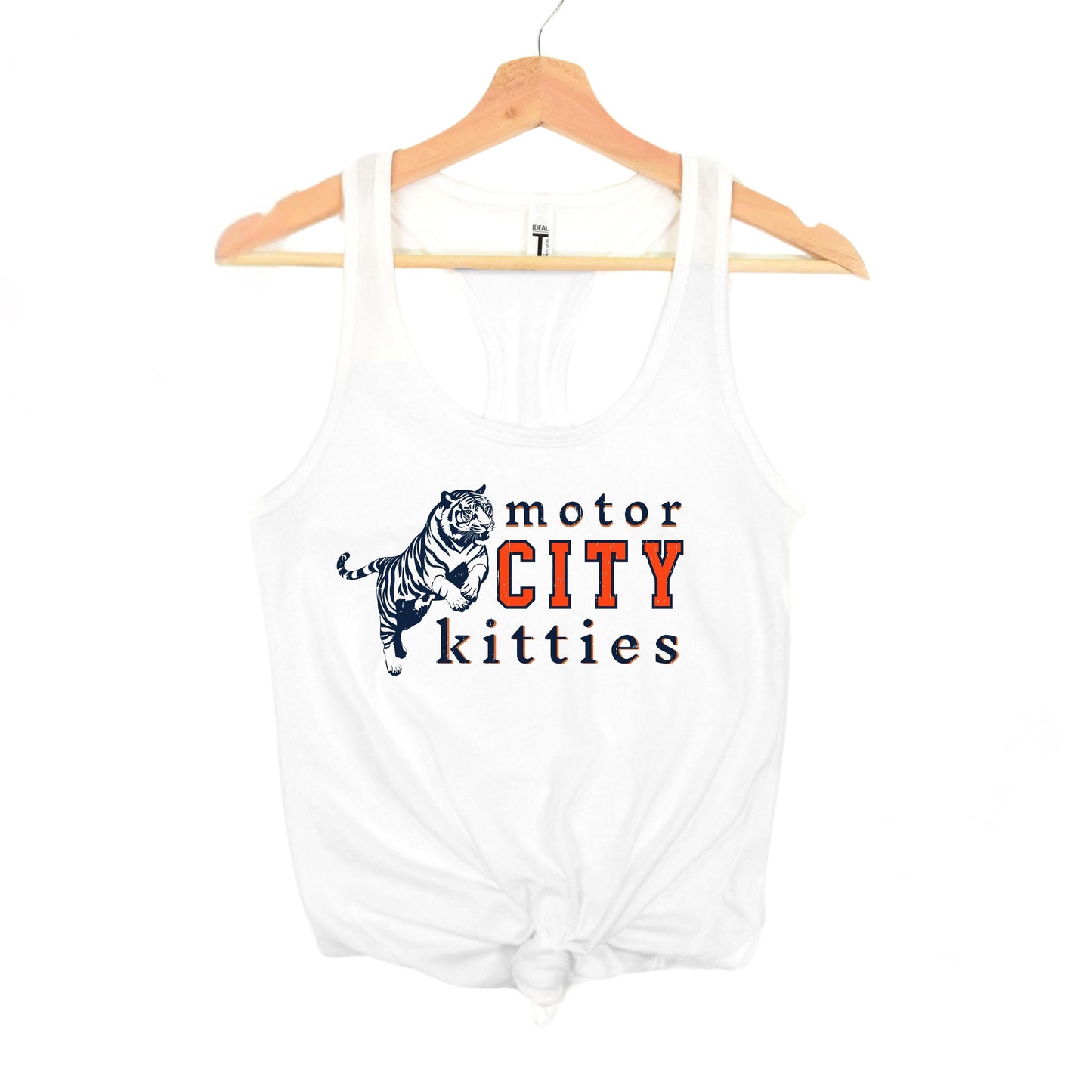 Motor City Kitties Tank Top | Vintage Detroit Baseball Tank with Lion Graphic | Retro Game Day Tank | Soft & Comfortable Detroit Sportswear