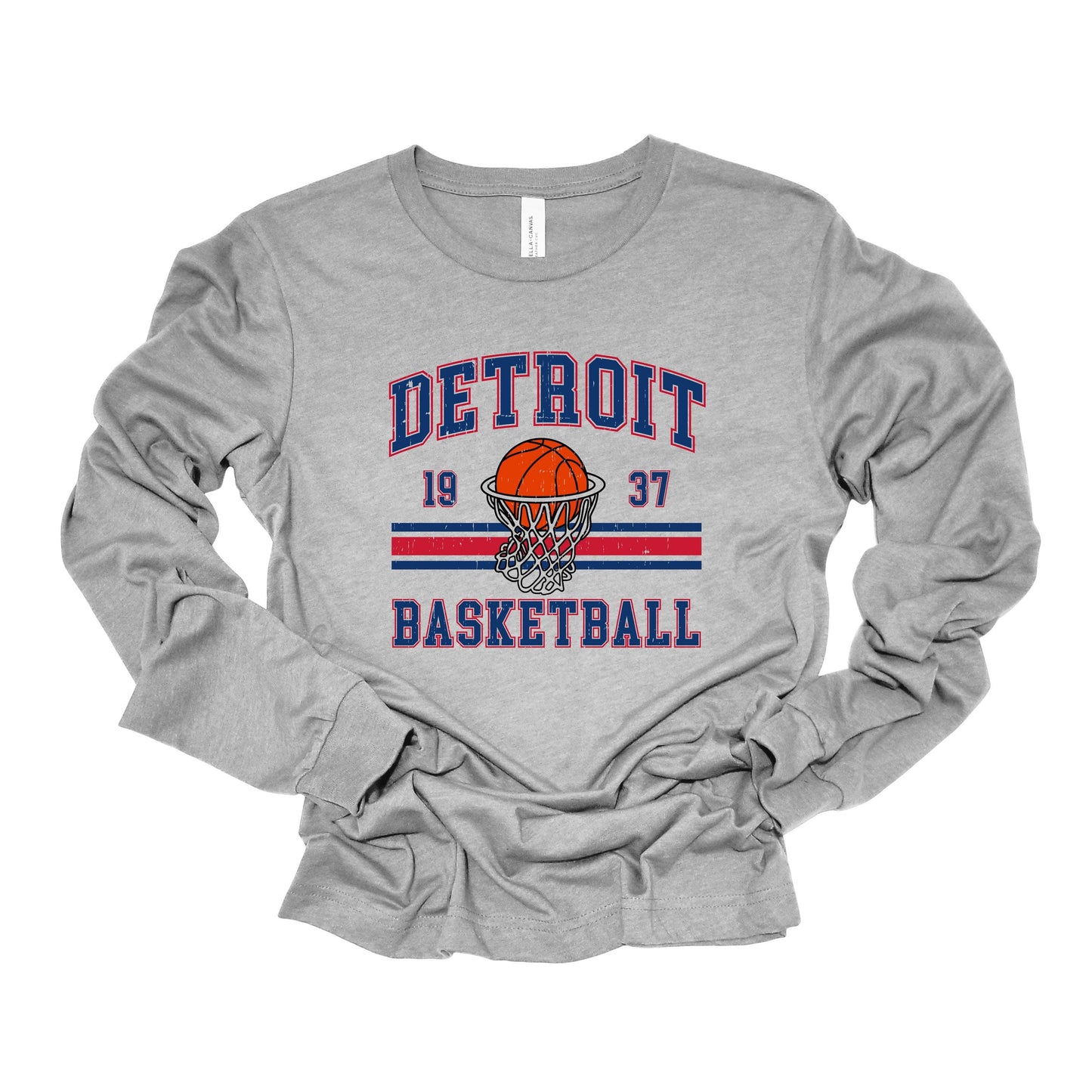 Vintage Detroit Basketball Long Sleeve