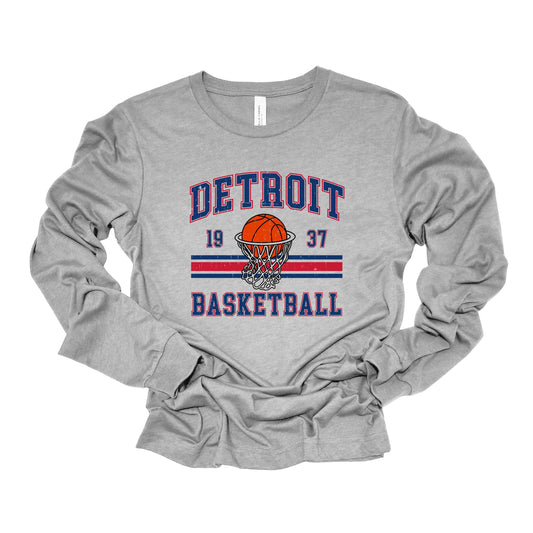 Vintage Detroit Basketball Long Sleeve