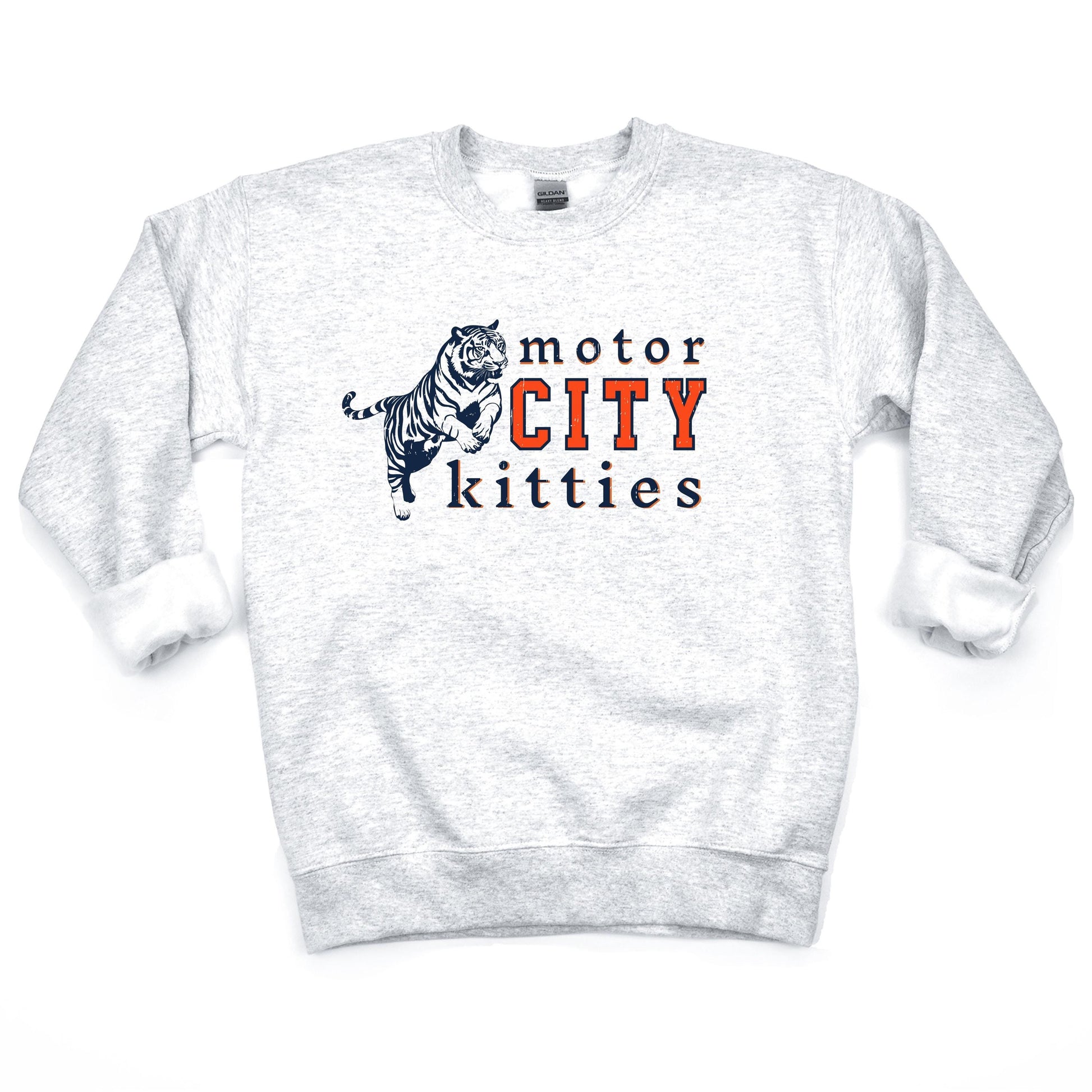 Motor City Kitties Sweatshirt | Vintage Detroit Baseball Shirt with Lion Graphic | Game Day Shirt | Soft & Comfortable Detroit Sportswear