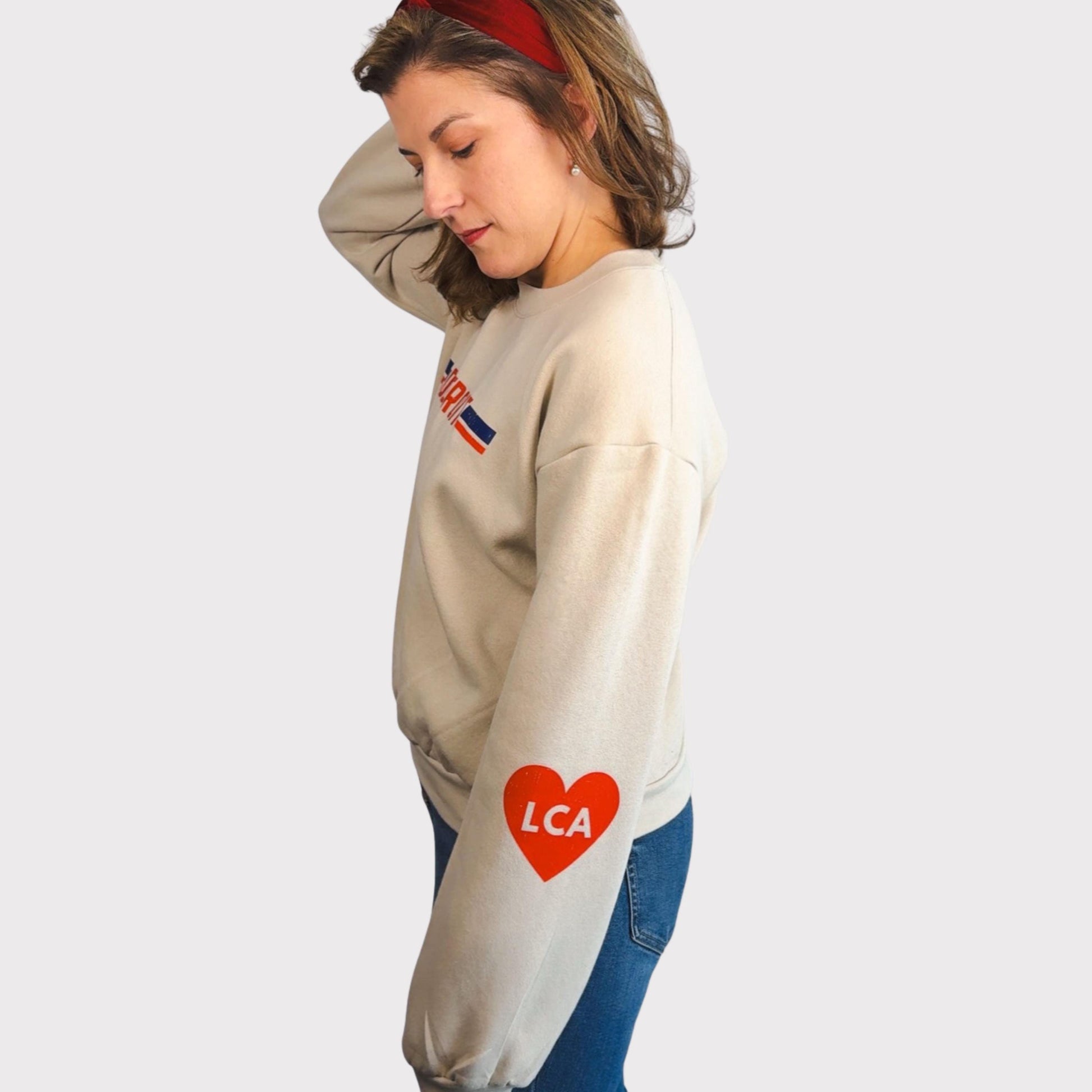 Detroit Sweatshirt for Women | Fleece Crewneck with 313 and LCA Hearts | Game Day Top
