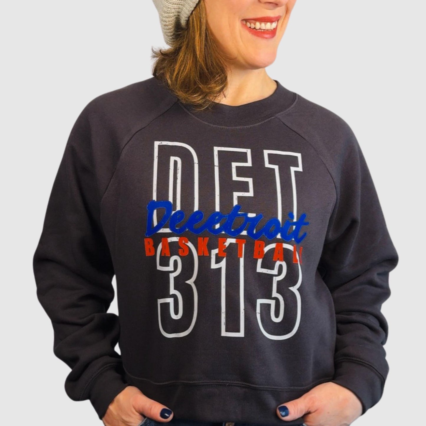 DET 313 Cropped Basketball Sweatshirt for Women | Pistons Shirt | Detroit Game Day Top