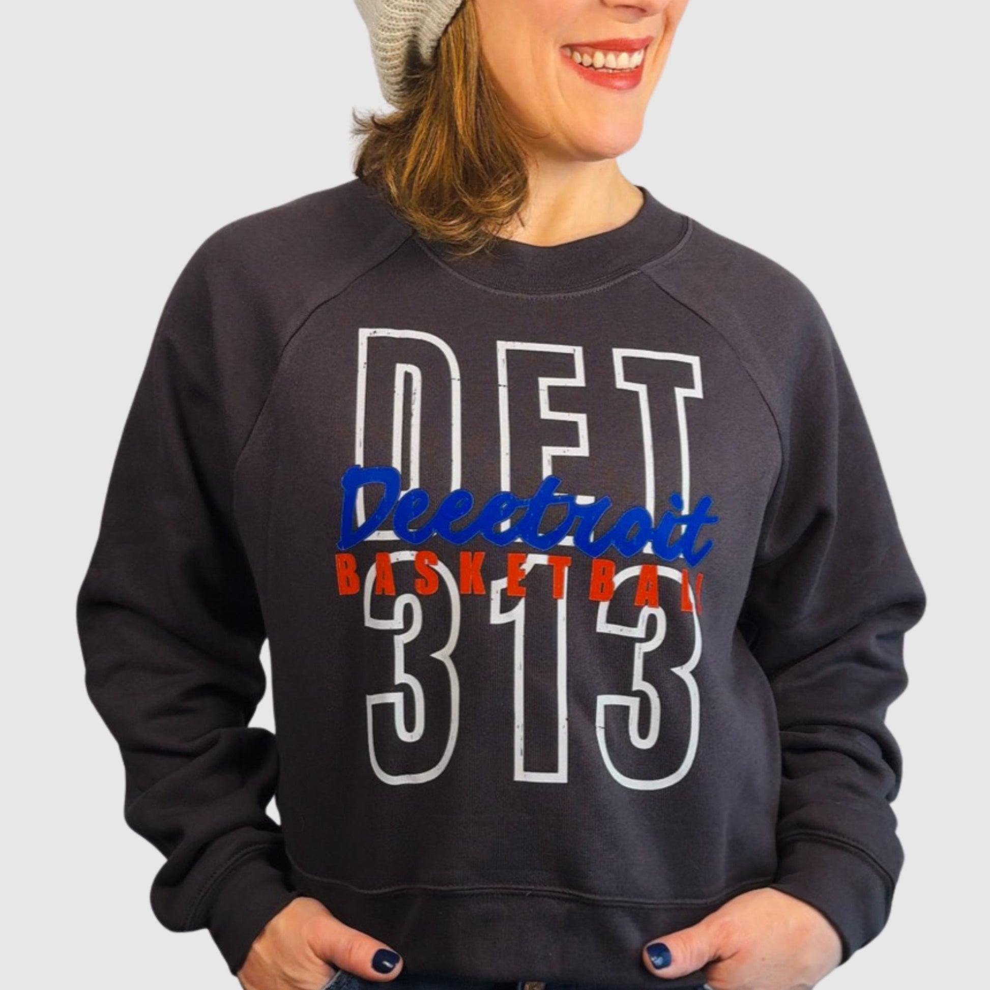 DET 313 Cropped Basketball Sweatshirt for Women | Pistons Shirt | Detroit Game Day Top