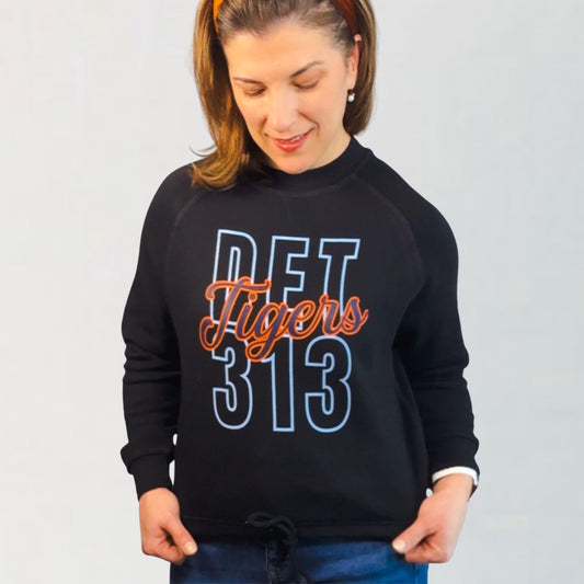 Vintage Tigers Baseball Sweatshirt with DET 313 | Retro Detroit Game Day Shirt